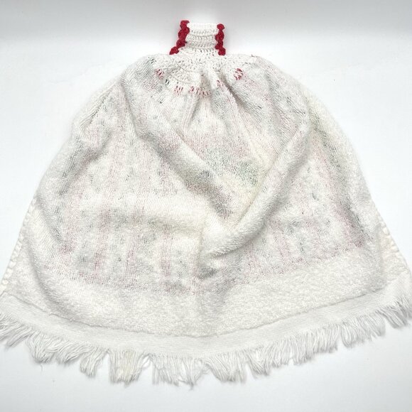 Vintage Crocheted Top Santa Christmas Kitchen Terrycloth Towel Cottage Festive - Picture 2 of 5